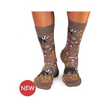 Sosete din bumbac Povesti de Toamna Bursuc - 43-46 EU - Gri