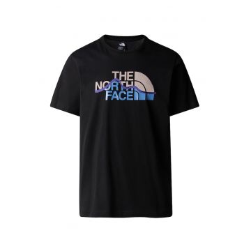 Tricou cu imprimeu logo Mountain Line - Negru/Albastru