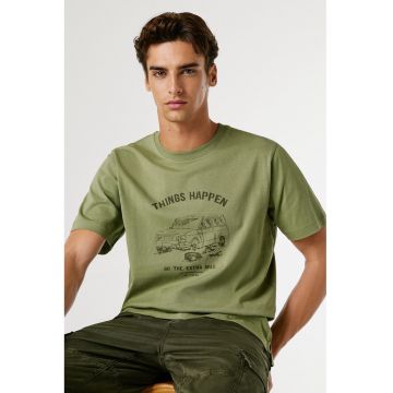 Tricou cu imprimeu text Sheldon - Negru/Verde sparanghel