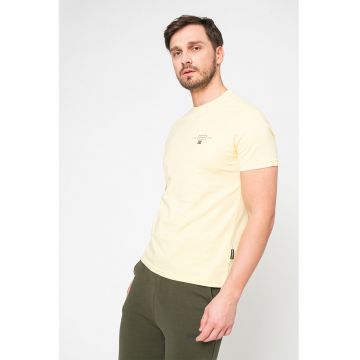 Tricou de bumbac cu decolteu la baza gatului Selbas - Galben pai