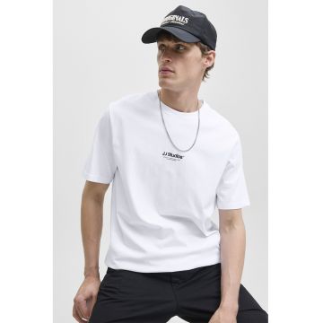 Tricou de bumbac organic cu text - Negru/Alb optic