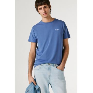 Tricou din amestec de bumbac cu logo - Albastru safir