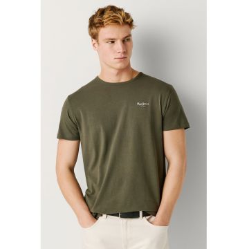 Tricou din amestec de bumbac cu logo - Kaki inchis