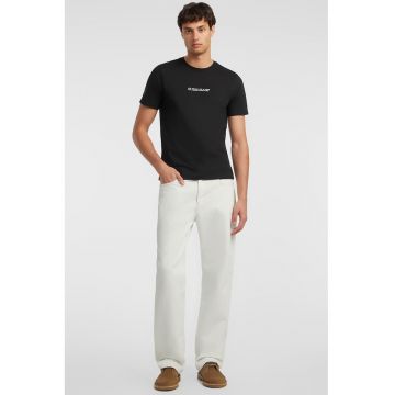 Tricou din bumbac cu imprimeu logo - Alb/Negru