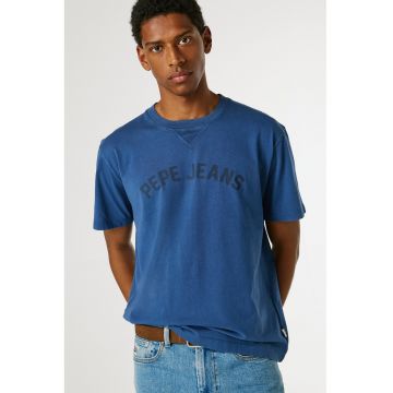 Tricou din bumbac cu imprimeu logo - Albastru oceanic/Albastru ultramarin