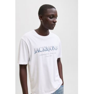 Tricou din bumbac cu logo - Alb/Albastru stins