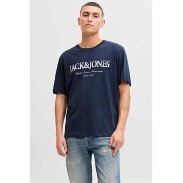 Tricou din bumbac cu logo - Alb/Bleumarin