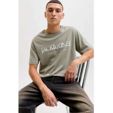 Tricou din bumbac cu logo - Alb/Grej