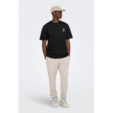 Tricou din bumbac organic cu imprimeu grafic - Alb/Negru