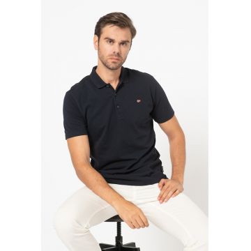 Tricou polo cu broderie logo Ealis - Bleumarin