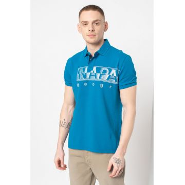 Tricou polo cu detaliu logo Eallar - Albastru