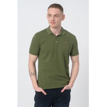 Tricou polo cu logo mic brodat Ealis - Verde