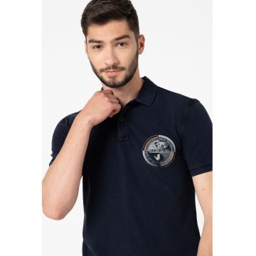 Tricou polo cu logo pe piept - Portocaliu/Gri cenusiu/Bleumarin