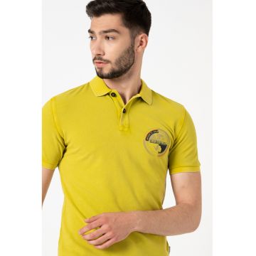 Tricou polo cu logo pe piept - Portocaliu/Gri cenusiu/Galben mustar