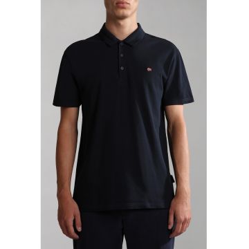 Tricou polo din bumbac cu detaliu logo - Negru