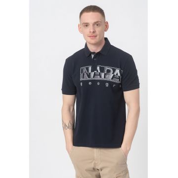 Tricou polo din pique cu logo Eallar - Bleumarin