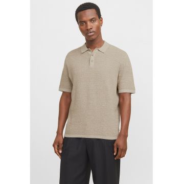 Tricou polo lejera tricotat - Maro camel