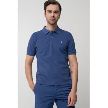 Tricou polo regular fit cu aspect pique