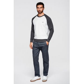 Bluza de trening regular fit cu maneci raglan - Alb/Gri antracit