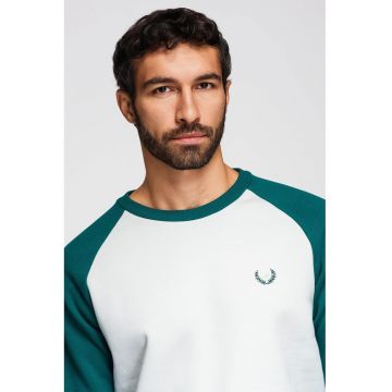 Bluza de trening regular fit cu maneci raglan - Alb/Verde petrol