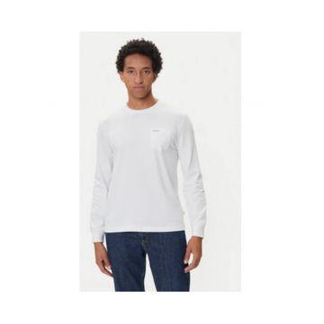 Bluza din bumbac cu maneci lungi si decolteu la baza gatului