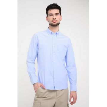 Camasa de bumbac cu maneci lungi Oxford - Albastru glaciar