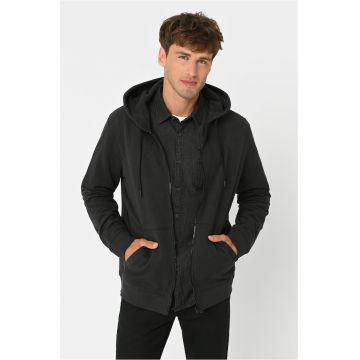Hanorac cu gluga  B-Vitar - cu fermoar - cu buzunare aplicate - Regular Fit - grafit - Gri grafit