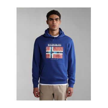 Hanorac cu imprimeu logo si buzunar kangaroo Guiro -