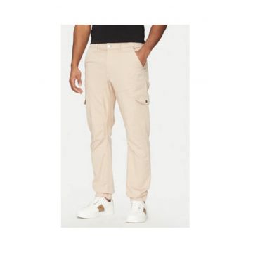 Pantaloni din amestec de bumbac cu logo discret pe partea din spate