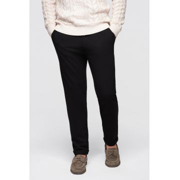 Pantaloni regular fit cu model uni - Negru