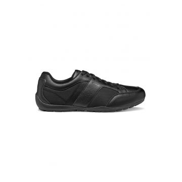 Pantofi sport cu varf rotund si garnituri din materia textil - Negru
