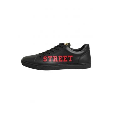 Pantofi sport din piele cu imprimeu - Negru - Negru