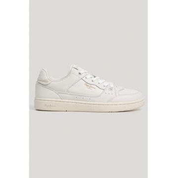 Pantofi sport low-cut de piele cu logo - Alb