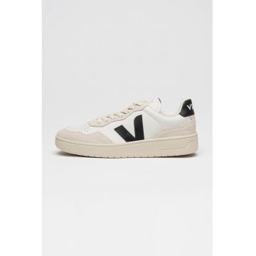 Pantofi sport low-cut din piele - Alb/Negru/Alb murdar