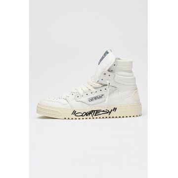 Pantofi sport mid-high Off Court din piele si piele ecologica - Alb/Negru