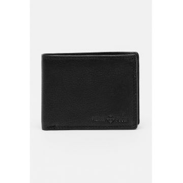 Portofel pliabil din piele - Negru