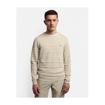 Pulover cu decolteu rotund si detaliu logo Pont -