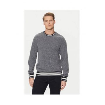 Pulover tricotat cu margini contrastante