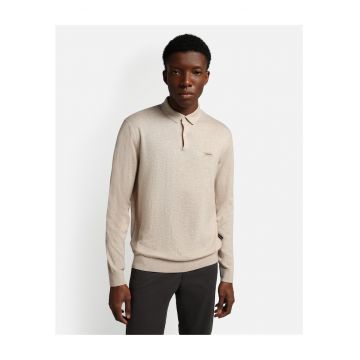 Pulover tricotat fin din amestec de lana cu guler polo Sysoret -