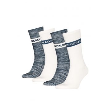 Set 4 perechi sosete lungi - Alb/Albastru