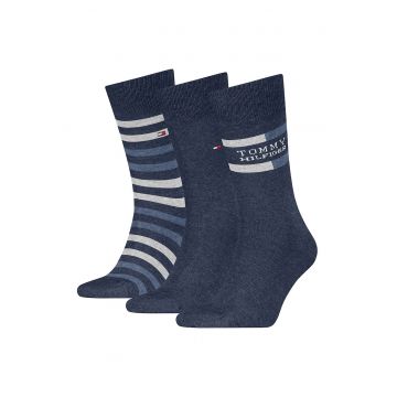 Set de sosete din amestec de bumbac - 3 perechi - Albastru inchis/Alb murdar