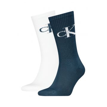 Set de sosete lungi cu logo - 2 perechi - Alb/Albastru petrol