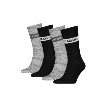 Set de sosete lungi din amestec de bumbac - 4 perechi - Negru/Gri deschis melange