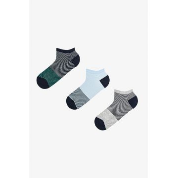 Set de sosete pana la glezna - 3 perechi - Alb/Albastru/Bleumarin