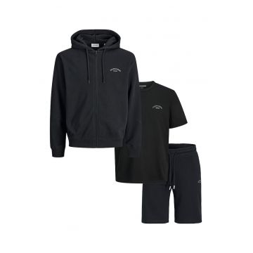 Set de tricou - hanorac si pantaloni scurti - 3 piese - Alb/Negru