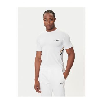 Tricou barbat  alb - bumbac - cu dungi