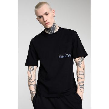 Tricou cu detaliu logo si buzunar pe piept - Negru/Albastru