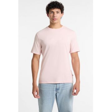 Tricou din bumbac cu imprimeu logo - Roz pal