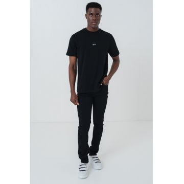 Tricou din bumbac organic cu logo - Negru