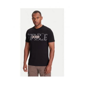 Tricou elastic din bumbac organic si bumbac cu model logo